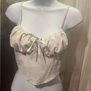 LA Hearts White Tie Front Corset Top